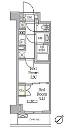 ラティエラ武蔵小山レジデンス 2Kの間取図画像
