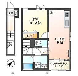 ワイズ・シャムロック 1LDKの間取図画像