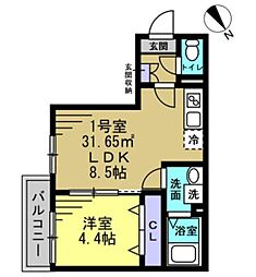 AJ稲毛 1LDKの間取図画像