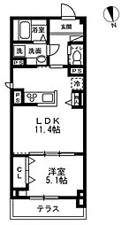 ルクス鹿沼台 1LDKの間取図画像