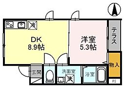 キルシュバウム 1DKの間取図画像