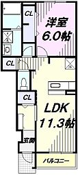 グリーンロード南平 1LDKの間取図画像