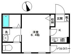 Uコーポ 1Kの間取図画像