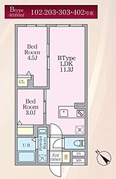 エルファーロ早稲田 2LDKの間取図画像