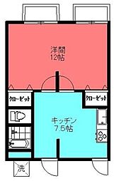 サンハウス 1LDKの間取図画像