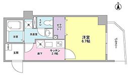 ロハス旗の台 1Kの間取図画像