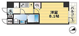 アドバンス神戸グルーブII 4階1Kの間取り