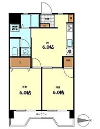 ライオンズマンション鹿浜 2DKの間取図画像