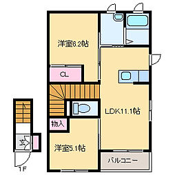 リフィーユ 2LDKの間取図画像