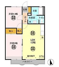 グレース田喜野井1番館 2LDKの間取図画像