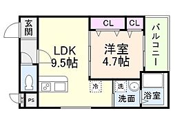 (仮称)フジパレス奈良町 1LDKの間取図画像