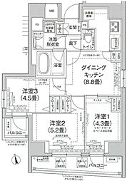 ルフレプレミアム町屋 3DKの間取図画像