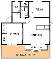コーポララバイC 2LDKの間取図画像