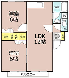 ハウスザパークC 2LDKの間取図画像