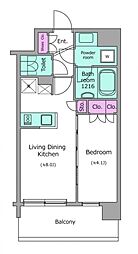ドゥーエ菊川 1LDKの間取図画像