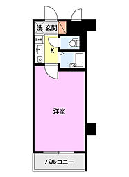 リバーヴュー長岡 1Kの間取図画像
