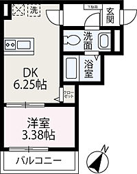 フェリオV 1DKの間取図画像