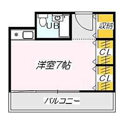 パセオ梅北 ワンルームの間取図画像