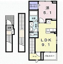 ルリアン 3階1LDKの間取り
