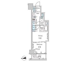 PARKAXIS三番町 1DKの間取図画像