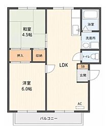 クレアン・ヌーヴ平岡B 2LDKの間取図画像