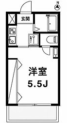 月村マンションNo.17 1Kの間取図画像