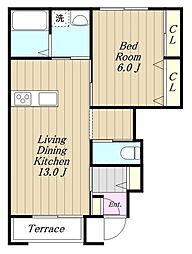 サルベージュ 1LDKの間取図画像