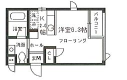 グランアセット月島 ワンルームの間取図画像