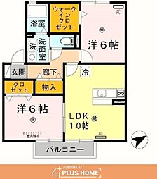 マグノリアコートC 2LDKの間取図画像