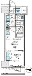 ベルファース錦糸町South 1DKの間取図画像