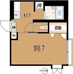 ハイムローゼ1 1Kの間取図画像