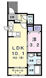 アルドーレ 1階1LDKの間取り