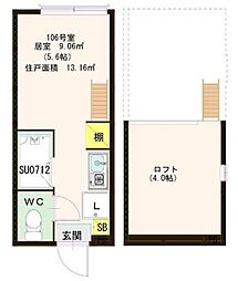 ハーモニーテラス和泉 ワンルームの間取図画像