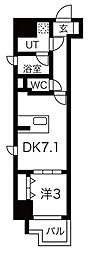 シーズンフラッツ錦糸町ウエスト 1DKの間取図画像