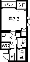 フレード高島町 1Kの間取図画像