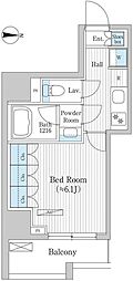 グレイスリヴィエール東京八丁堀 1Kの間取図画像