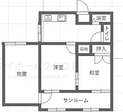 グリーンハイツ青柳 2Kの間取図画像