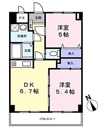 ベルデュール宮前平 2DKの間取図画像