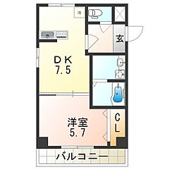シロハイヌ西難波 1LDKの間取図画像
