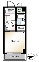 日神パレステージ相模原 ワンルームの間取図画像