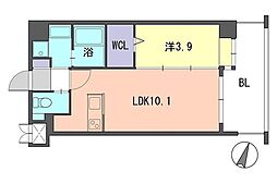 ラフィーネ井尻 1LDKの間取図画像