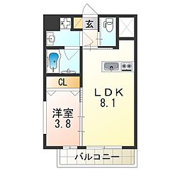 エステート御幣島 1LDKの間取図画像