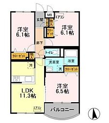 DameBlanche 3LDKの間取図画像
