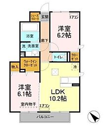 アネモスB 2LDKの間取図画像