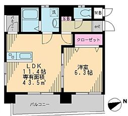 BELLWOOD浅草 1LDKの間取図画像