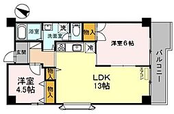 アベニールクニヤ 2LDKの間取図画像