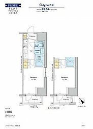 プラウドフラット文京千駄木 1Kの間取図画像