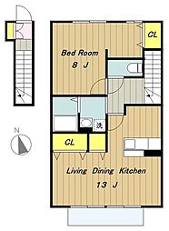 COZYCOURT2m秦良 1LDKの間取図画像