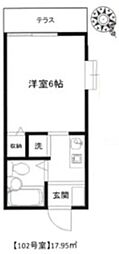 パナハイツ岡田 1Kの間取図画像