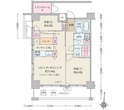 ネウボーノ菊川 4階2LDKの間取り